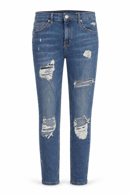 Topshop Jamie Women’s Blue Distressed High Rise Skinny Jeans UK 10 W28 L30