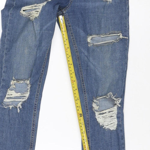 Topshop Jamie Women’s Blue Distressed High Rise Skinny Jeans UK 10 W28 L30