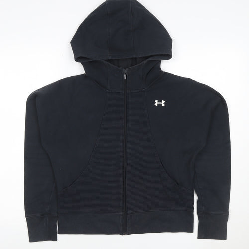 Under Armour Boys Black 8 Years Full Zip Hooded Sports Hoodie
