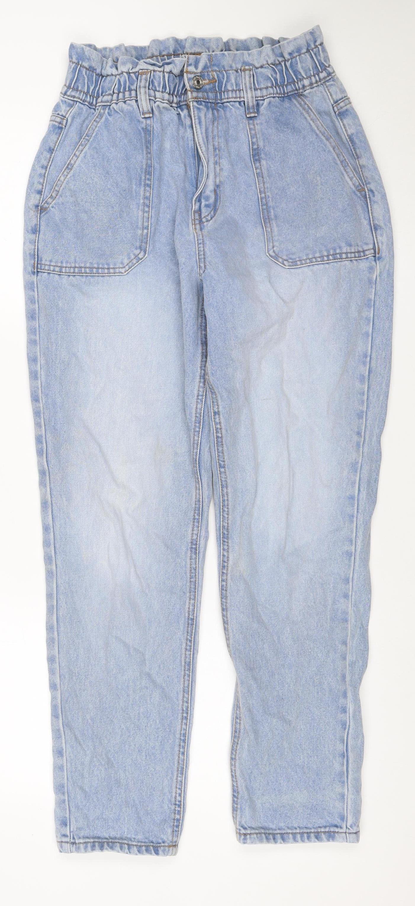 Denim Co Women’s Blue UK 8 Paperbag High Rise Cotton Jeans