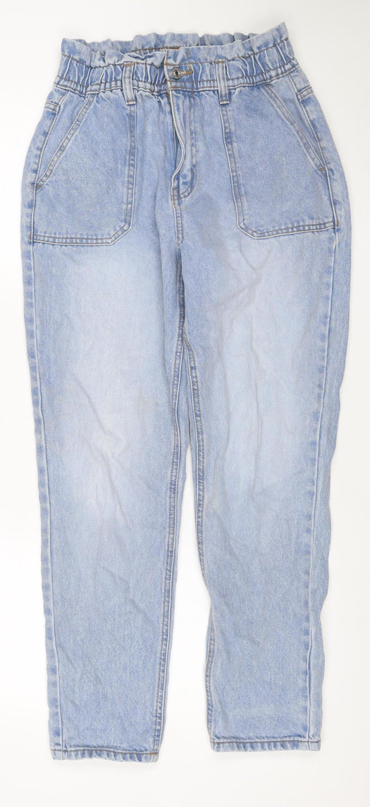 Denim Co Women’s Blue UK 8 Paperbag High Rise Cotton Jeans