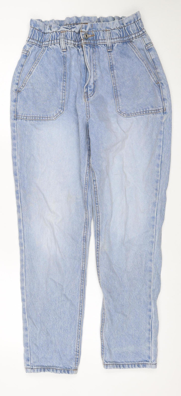 Denim Co Women’s Blue UK 8 Paperbag High Rise Cotton Jeans