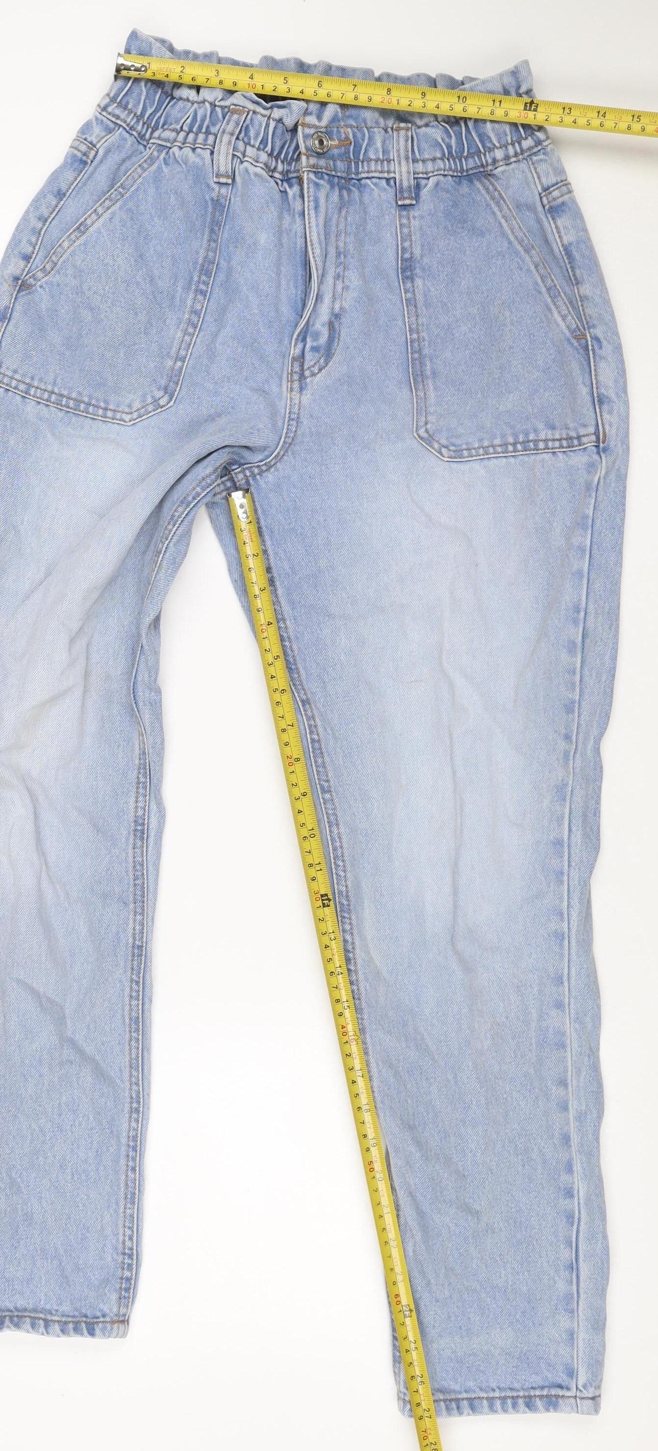 Denim Co Women’s Blue UK 8 Paperbag High Rise Cotton Jeans