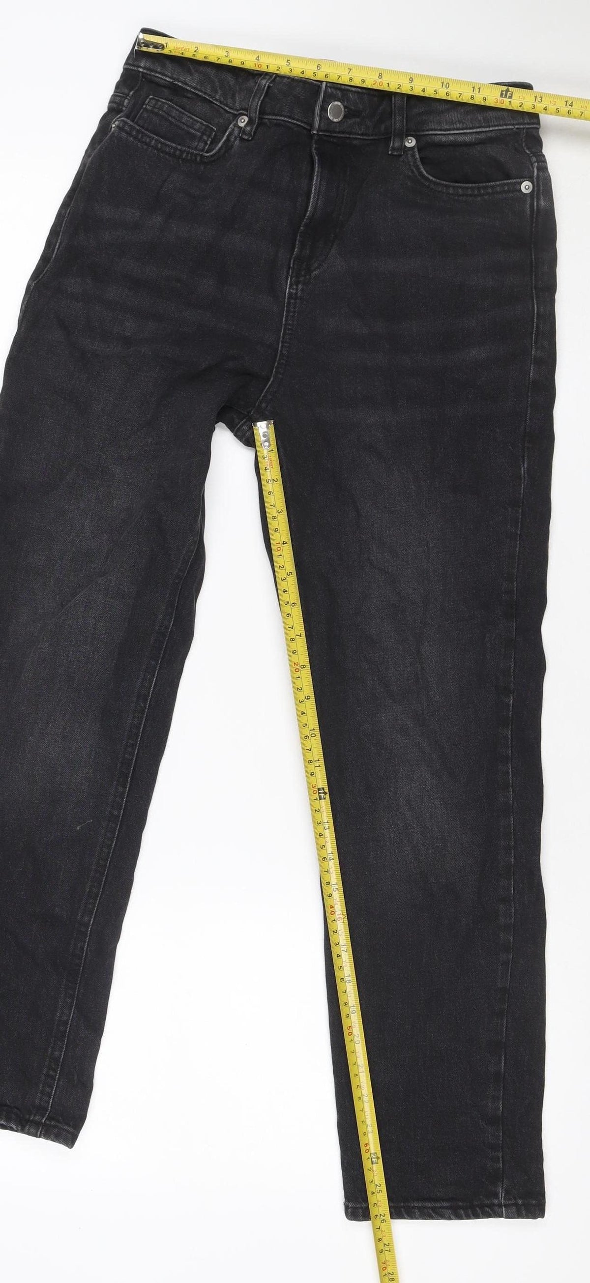 F&F Women Black UK 8 Straight Leg Mid Rise Denim Jeans 5 Pocket