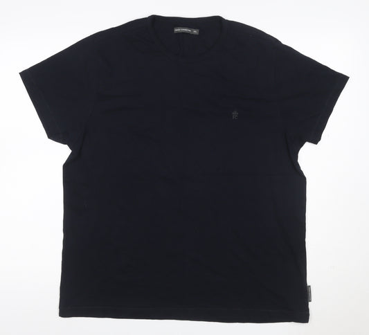 French Connection Men's Black 2XL Crew Neck Cotton Logo T-Shirt