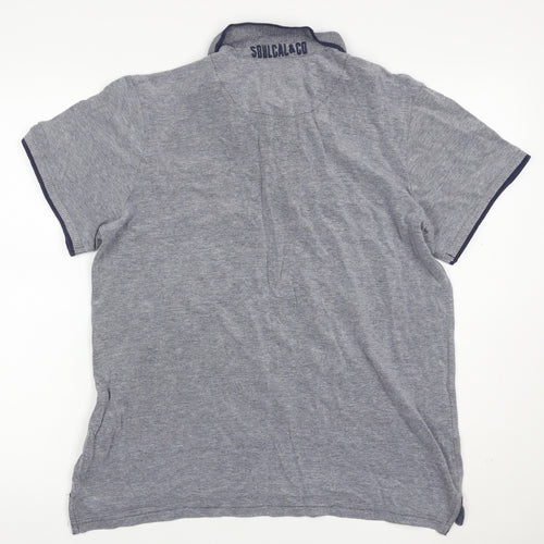 SoulCal & Co Men’s Grey XL Cotton Bear Logo Short Sleeve Polo Shirt