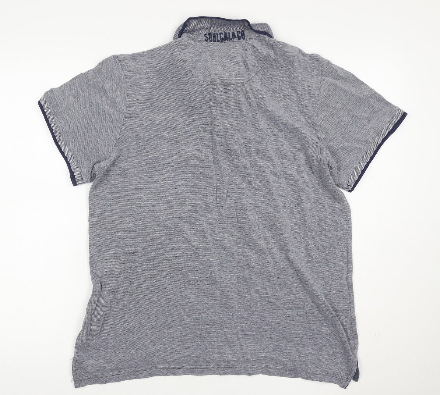 SoulCal & Co Men’s Grey XL Cotton Bear Logo Short Sleeve Polo Shirt