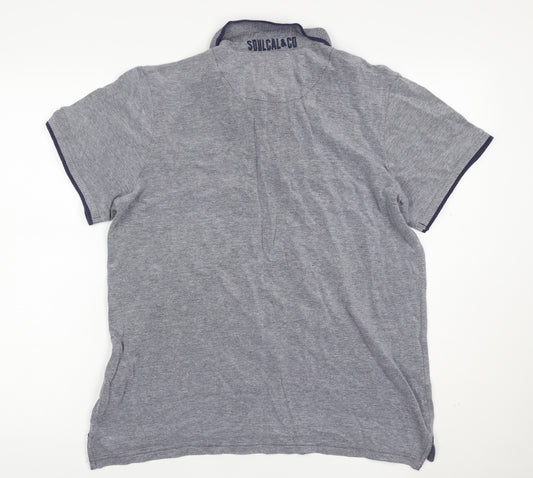 SoulCal & Co Men’s Grey XL Cotton Bear Logo Short Sleeve Polo Shirt