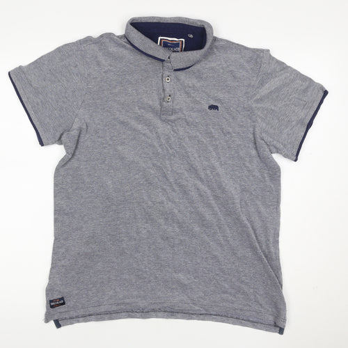 SoulCal & Co Men’s Grey XL Cotton Bear Logo Short Sleeve Polo Shirt