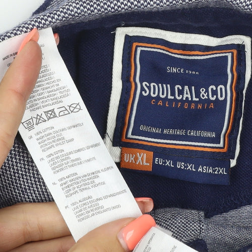 SoulCal & Co Men’s Grey XL Cotton Bear Logo Short Sleeve Polo Shirt
