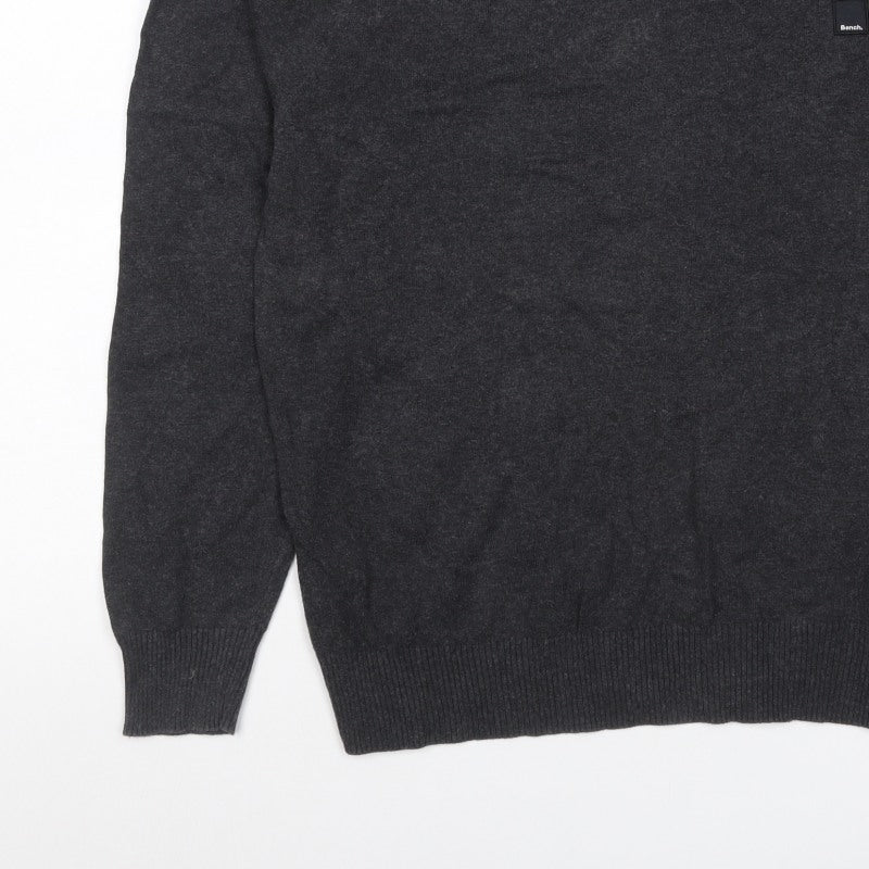 Bench. Men’s Grey L Crew Neck Logo Knit Pullover Jumper