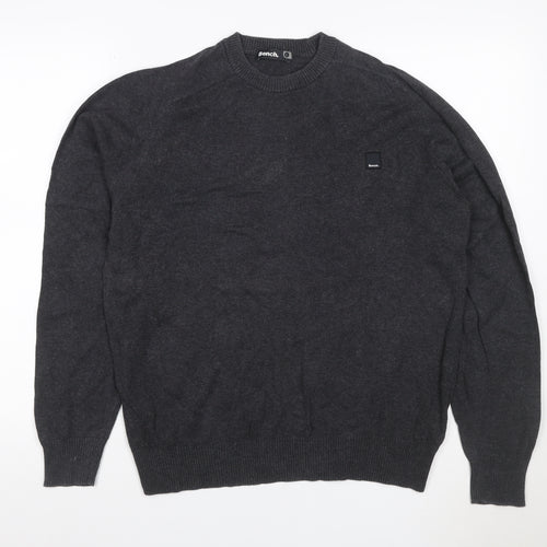 Bench. Men’s Grey L Crew Neck Logo Knit Pullover Jumper
