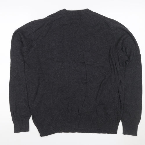 Bench. Men’s Grey L Crew Neck Logo Knit Pullover Jumper