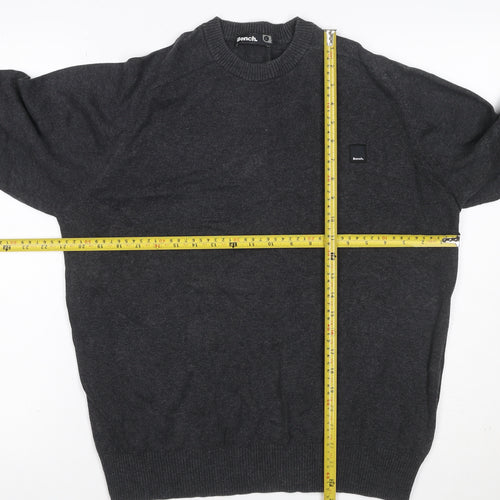 Bench. Men’s Grey L Crew Neck Logo Knit Pullover Jumper