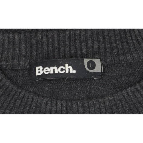 Bench. Men’s Grey L Crew Neck Logo Knit Pullover Jumper
