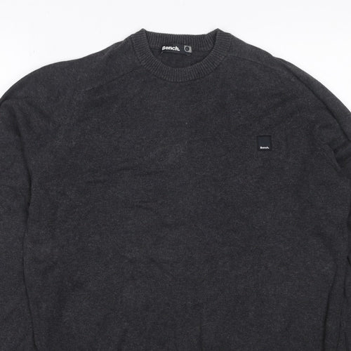 Bench. Men’s Grey L Crew Neck Logo Knit Pullover Jumper