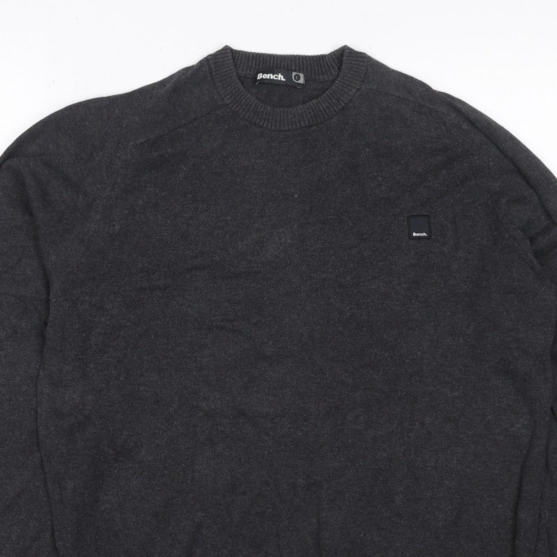 Bench. Men’s Grey L Crew Neck Logo Knit Pullover Jumper