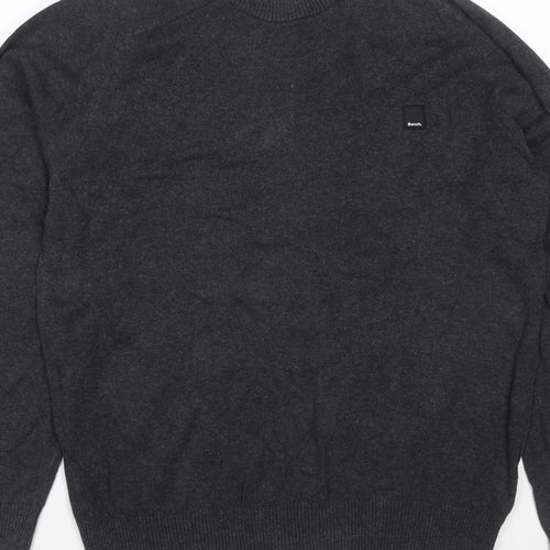 Bench. Men’s Grey L Crew Neck Logo Knit Pullover Jumper