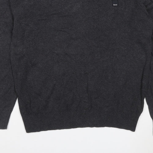 Bench. Men’s Grey L Crew Neck Logo Knit Pullover Jumper