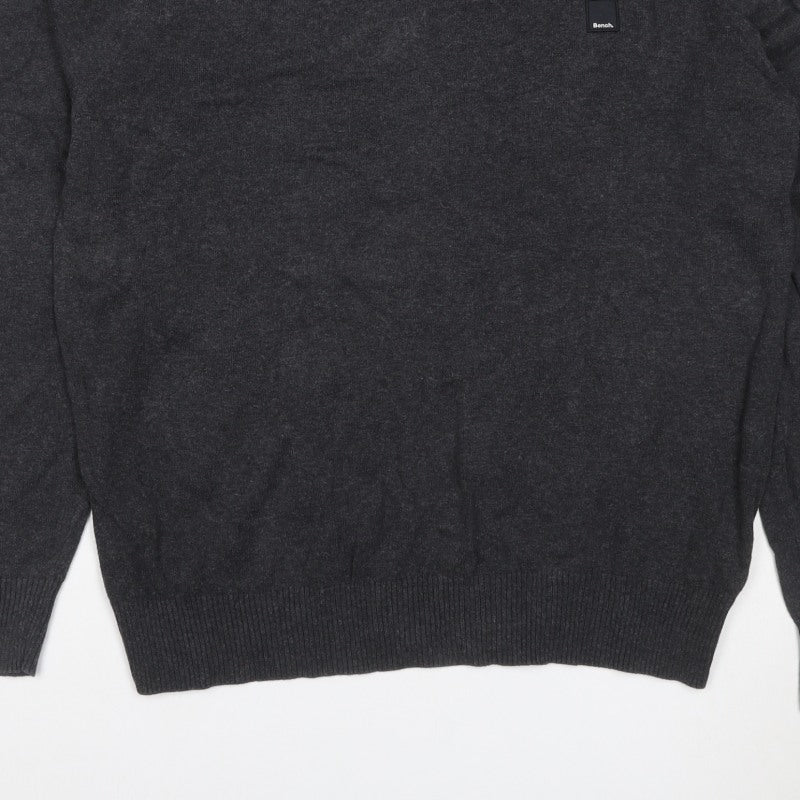 Bench. Men’s Grey L Crew Neck Logo Knit Pullover Jumper