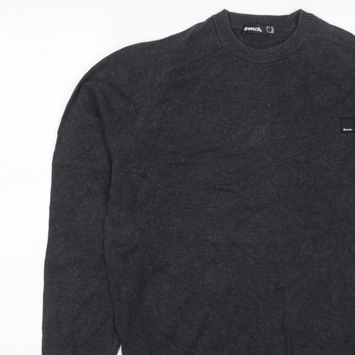 Bench. Men’s Grey L Crew Neck Logo Knit Pullover Jumper