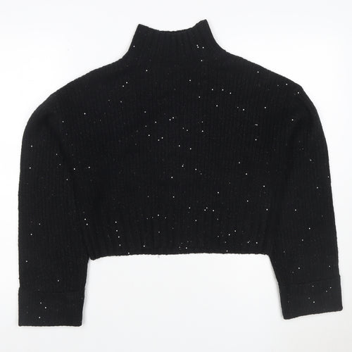 New Look Women Black S Sequin High Neck Knit Pullover Jumper