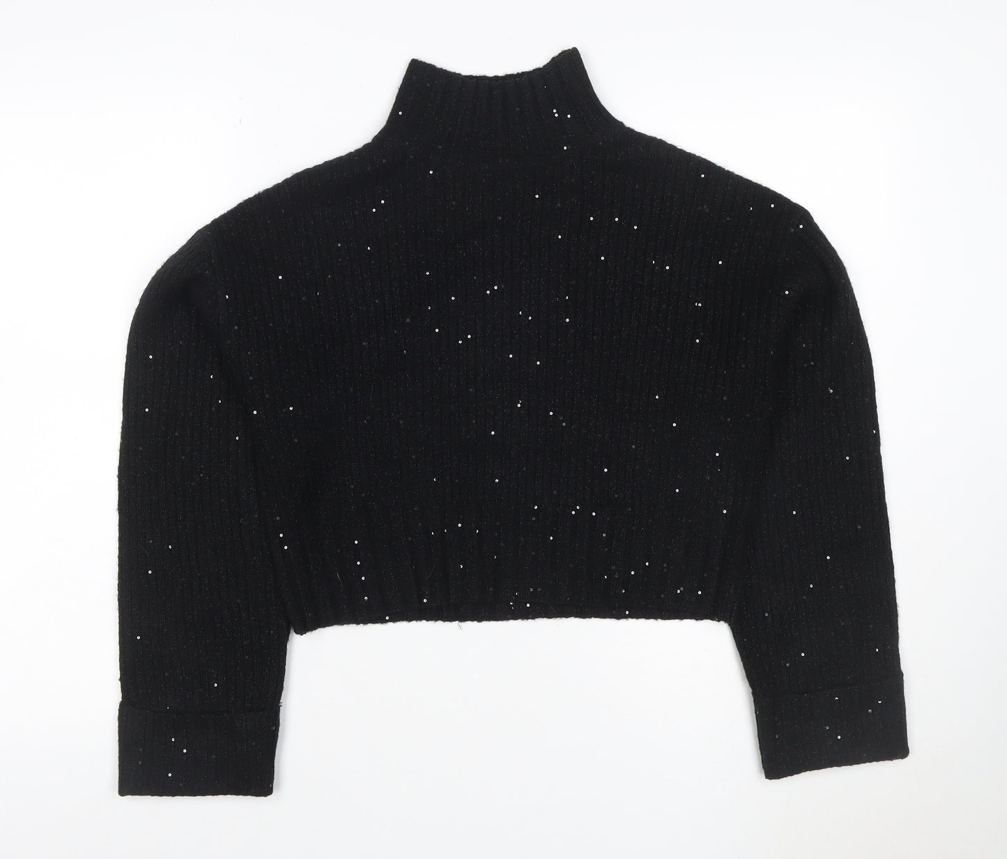 New Look Women Black S Sequin High Neck Knit Pullover Jumper