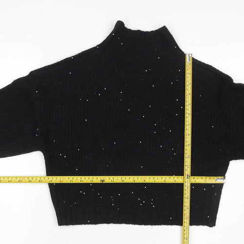 New Look Women Black S Sequin High Neck Knit Pullover Jumper