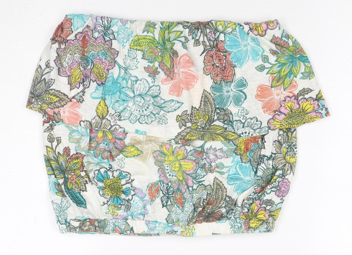 Next Women Multicoloured Floral Off Shoulder Cropped Top UK 10