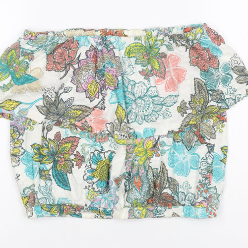 Next Women Multicoloured Floral Off Shoulder Cropped Top UK 10