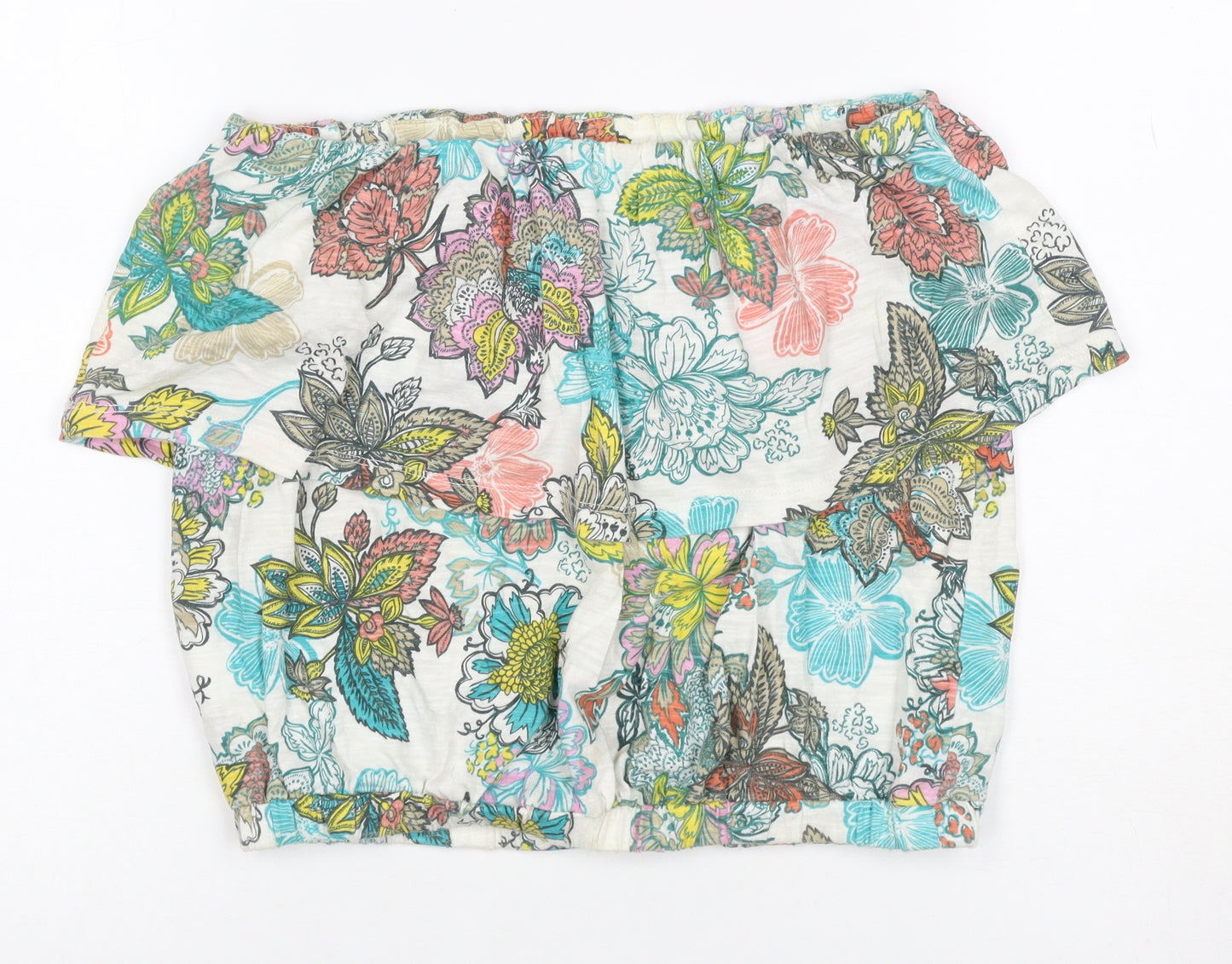 Next Women Multicoloured Floral Off Shoulder Cropped Top UK 10
