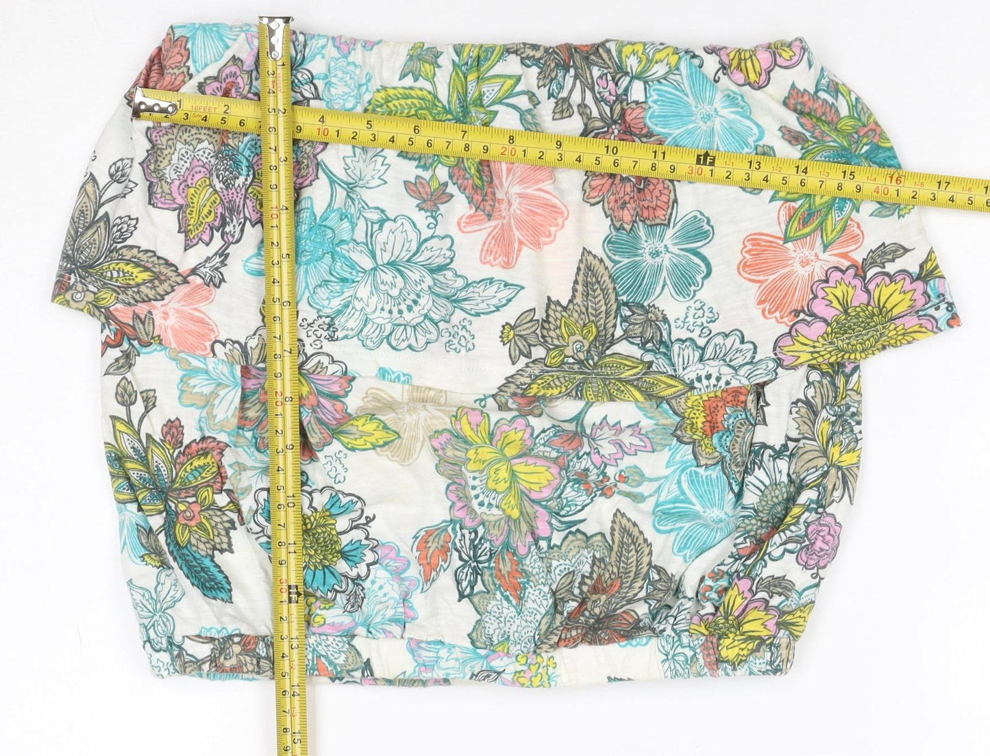 Next Women Multicoloured Floral Off Shoulder Cropped Top UK 10