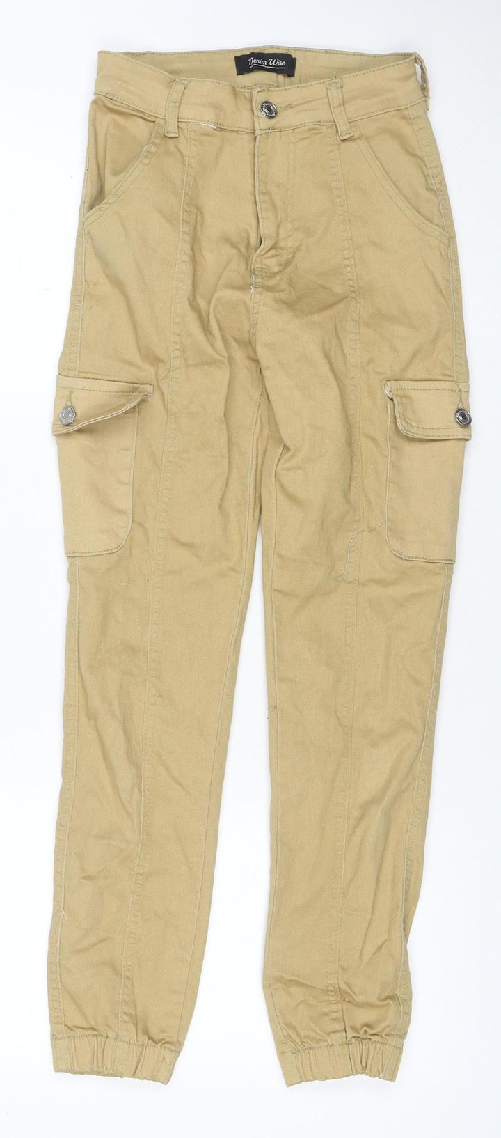 Denim Wise Women’s Beige Size 6 Tapered Cargo Stretch Jeans
