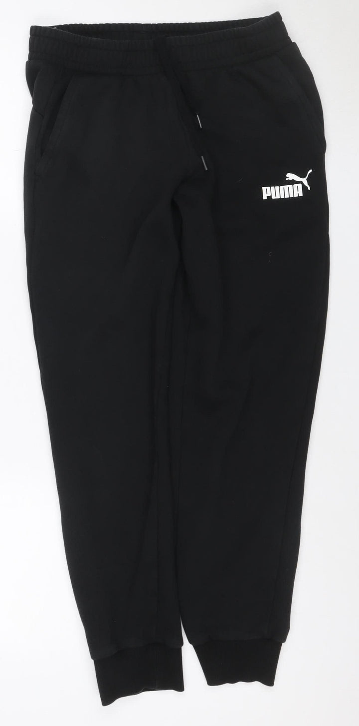 Puma Men's Black M Logo Jogger Track Pants Drawstring Pockets