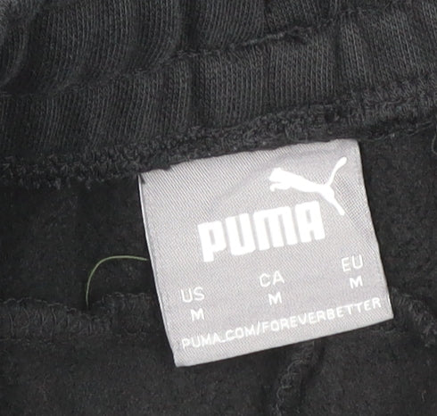 Puma Men's Black M Logo Jogger Track Pants Drawstring Pockets