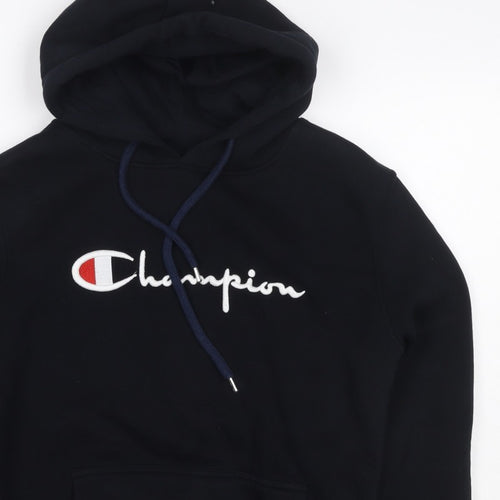 Champion Unisex Adults Black M Pullover Hoodie Embroidered Logo
