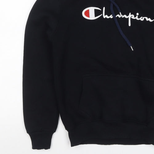 Champion Unisex Adults Black M Pullover Hoodie Embroidered Logo
