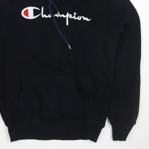 Champion Unisex Adults Black M Pullover Hoodie Embroidered Logo