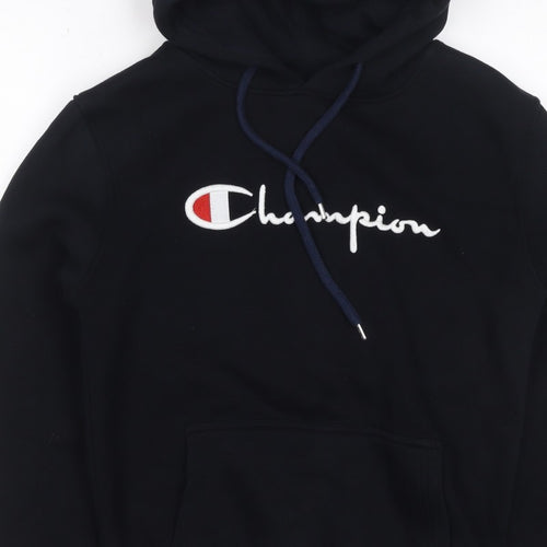 Champion Unisex Adults Black M Pullover Hoodie Embroidered Logo