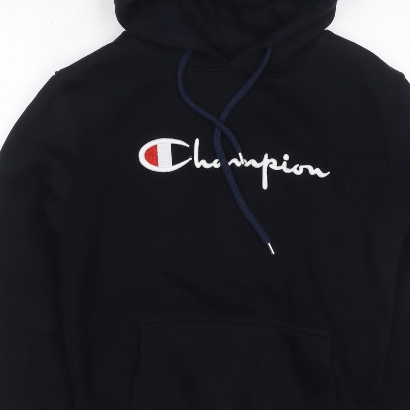 Champion Unisex Adults Black M Pullover Hoodie Embroidered Logo