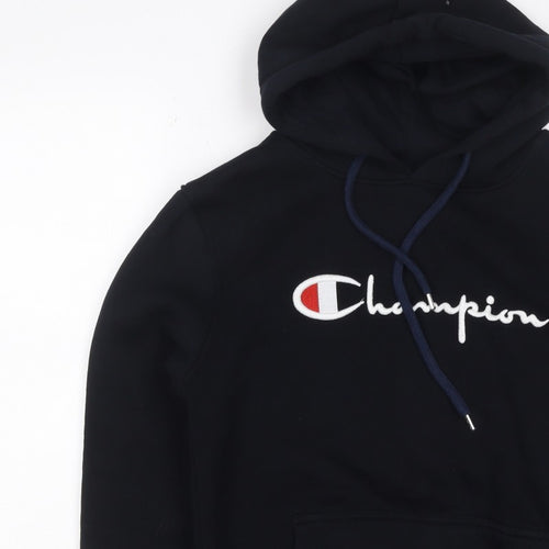 Champion Unisex Adults Black M Pullover Hoodie Embroidered Logo