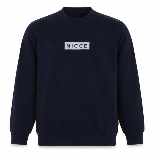 Nicce Men’s Navy Blue M Mock Neck Logo Graphic Pullover Sweatshirt