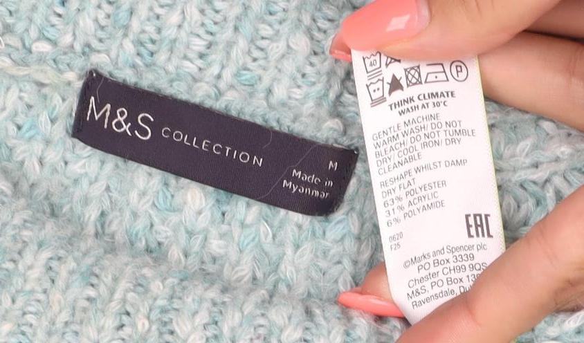 M&S Women Blue Size 12 Chunky Knit High Neck Pullover Jumper