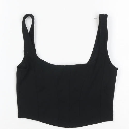 New Look Women's Black UK 6 Cropped Stretch Tank Top Scoop Neck