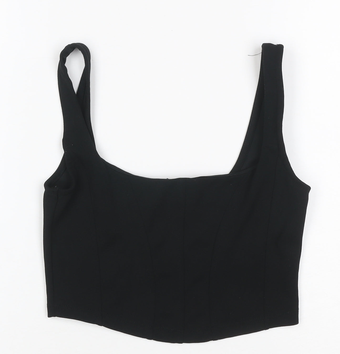 New Look Women's Black UK 6 Cropped Stretch Tank Top Scoop Neck