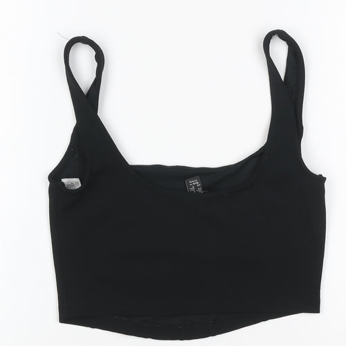 New Look Women's Black UK 6 Cropped Stretch Tank Top Scoop Neck