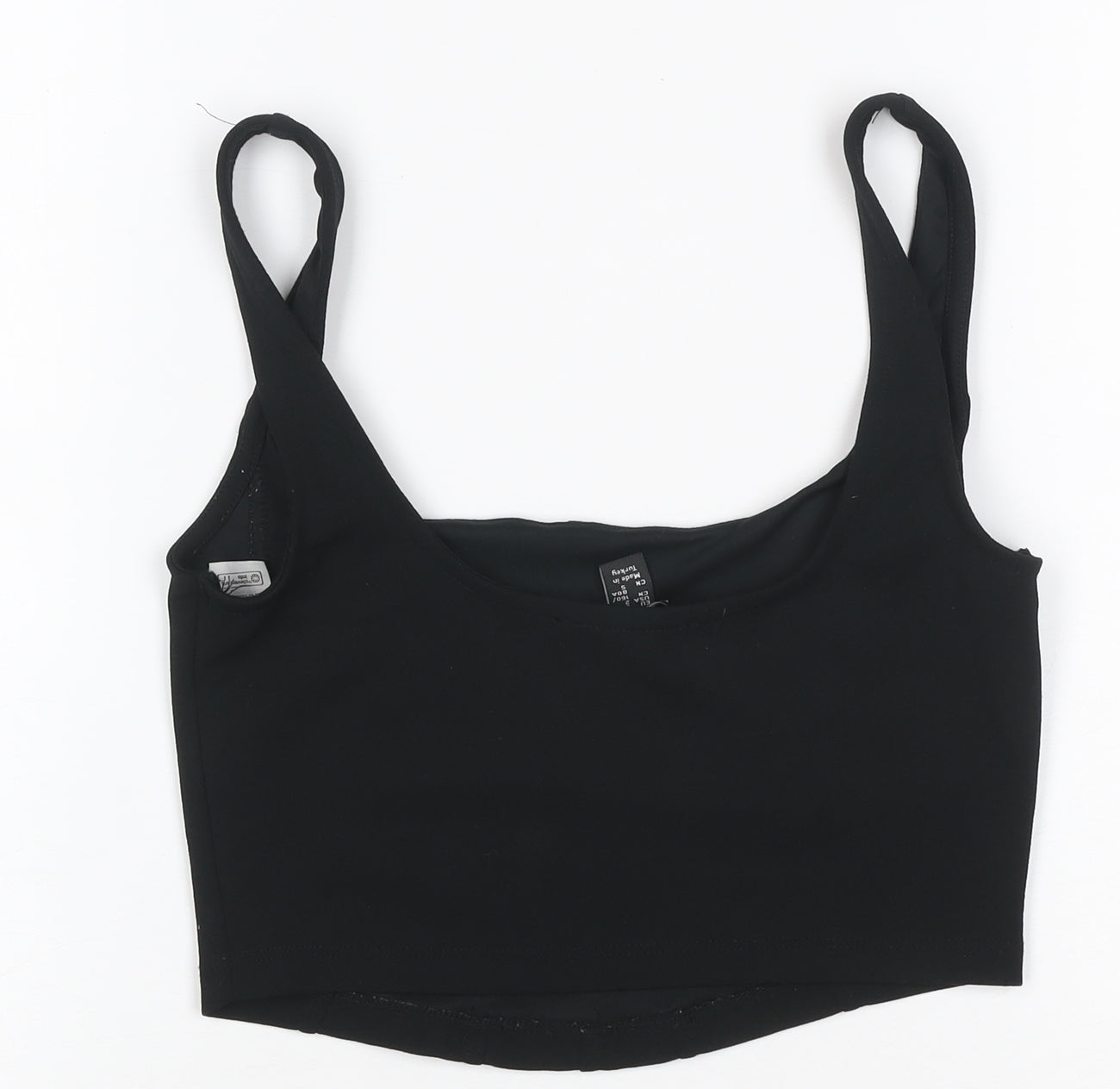 New Look Women's Black UK 6 Cropped Stretch Tank Top Scoop Neck