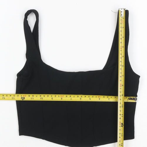 New Look Women's Black UK 6 Cropped Stretch Tank Top Scoop Neck