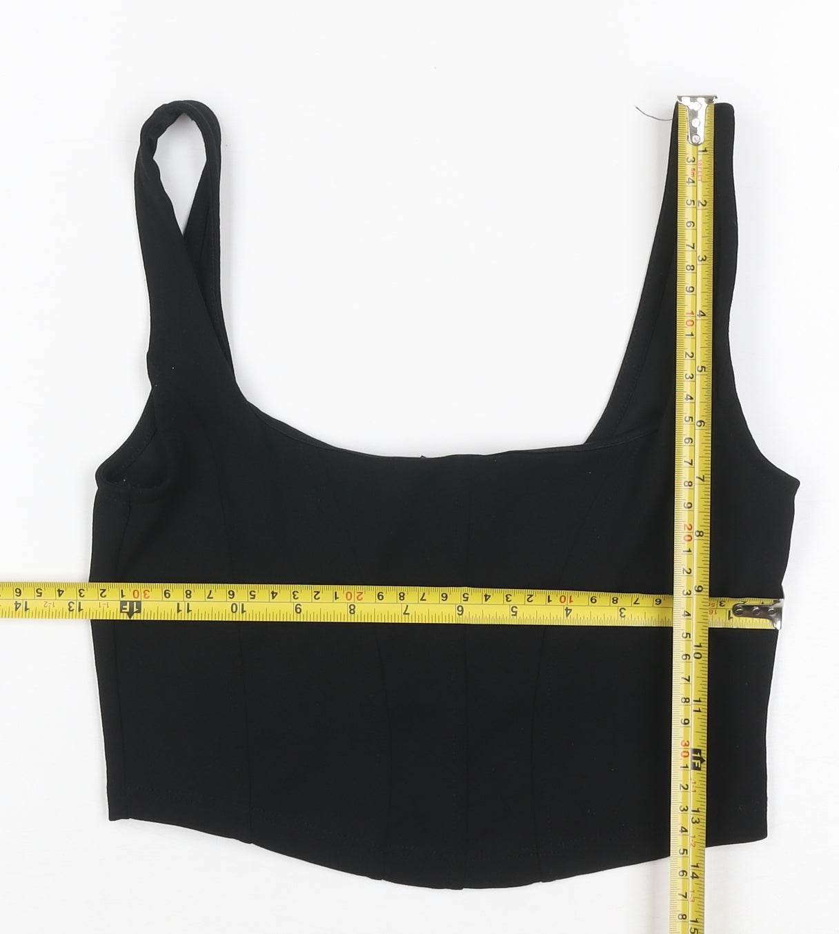 New Look Women's Black UK 6 Cropped Stretch Tank Top Scoop Neck