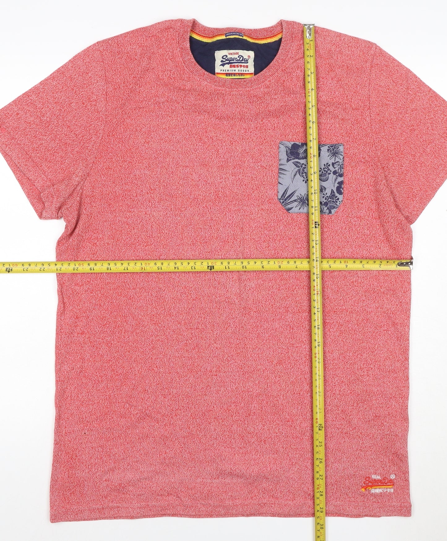 Superdry Mens Pink XL Tropical Floral Pocket Crew Neck T-Shirt